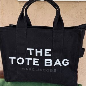 Source Unknown Black Canvas Tote with White Logo